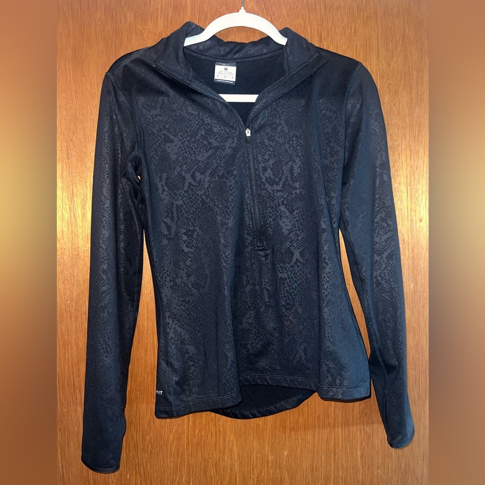 Nike Black Snakeskin Dri Fit HyperWarm Quarter Zip